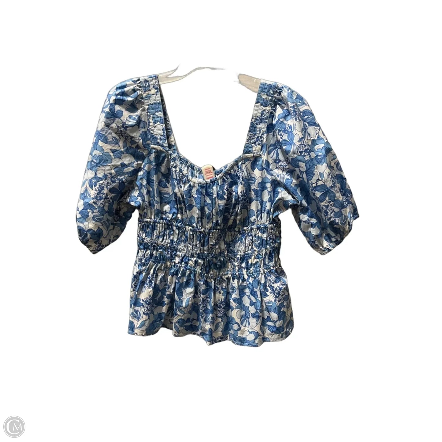 Top Short Sleeve By Gap In Blue & White, Size: M