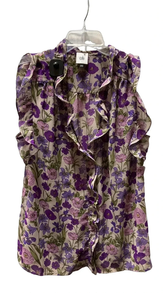 Top Sleeveless By Cabi In Green & Purple, Size: S