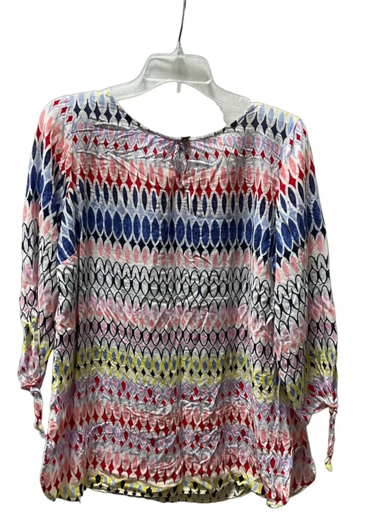 Top 3/4 Sleeve By Talbots In Multi-colored, Size: 1x