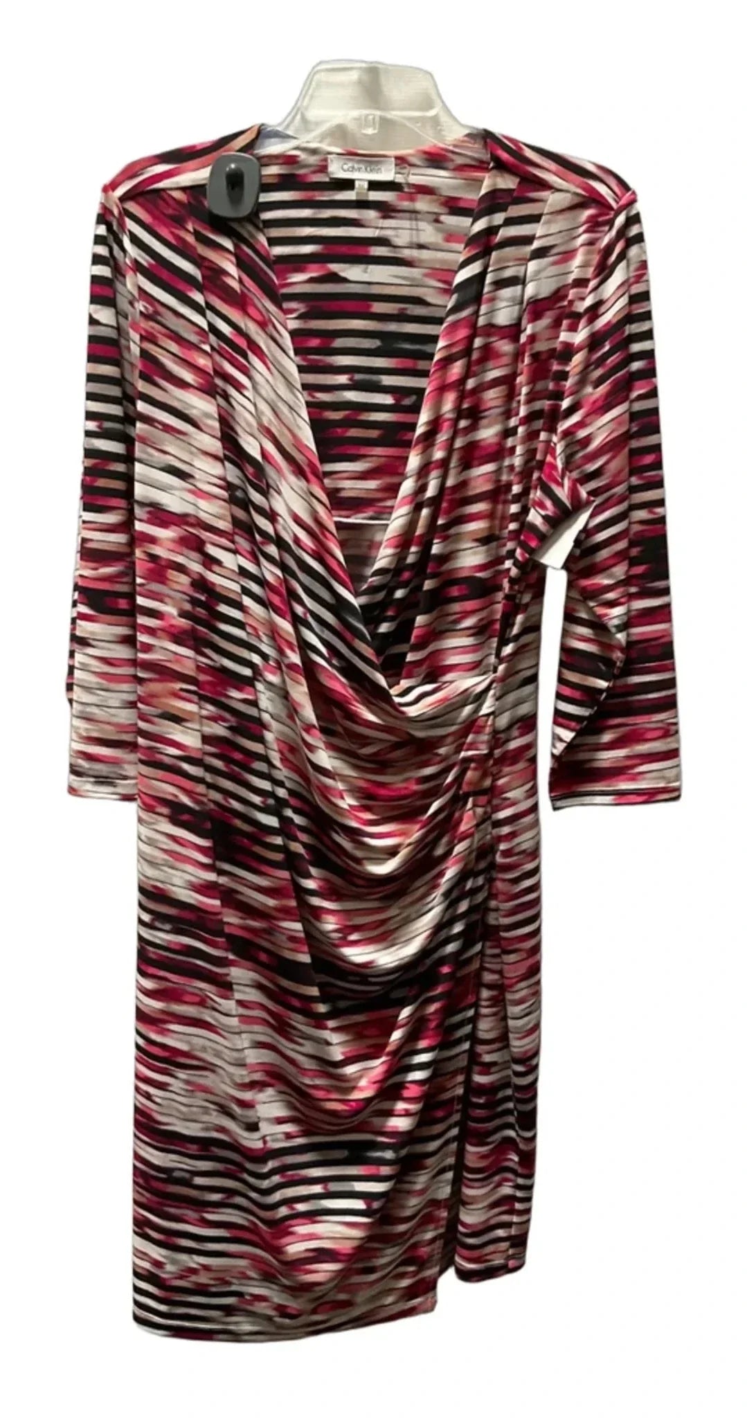 Dress Casual Midi By Calvin Klein In Black & Pink, Size: 1x