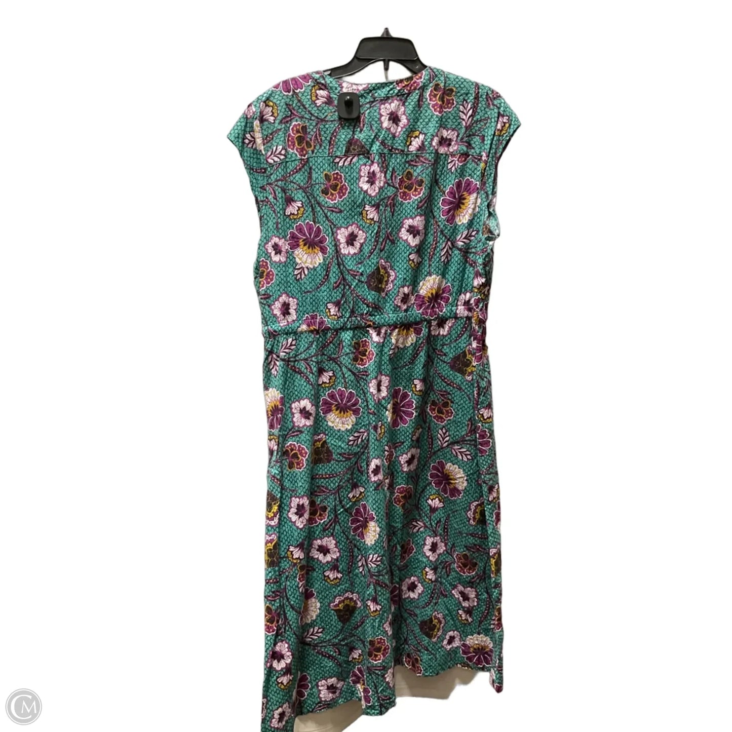 Dress Casual Midi By Loft In Green & Purple, Size: 18