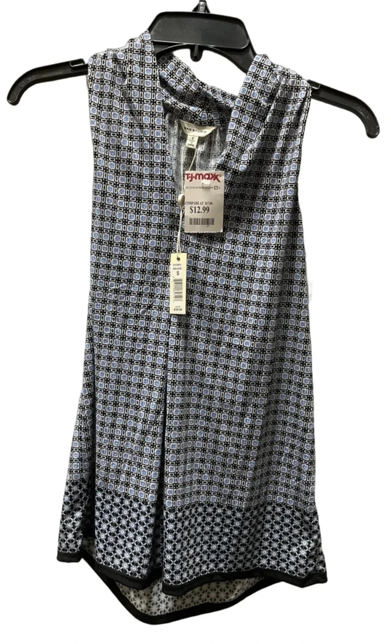 Top Sleeveless By Max Studio In Black & Blue, Size: S