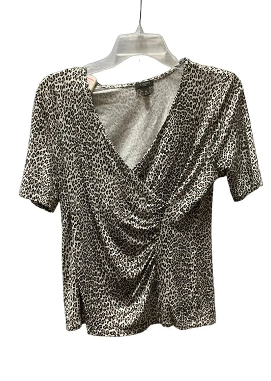 Top Short Sleeve By Talbots In Leopard Print, Size: M