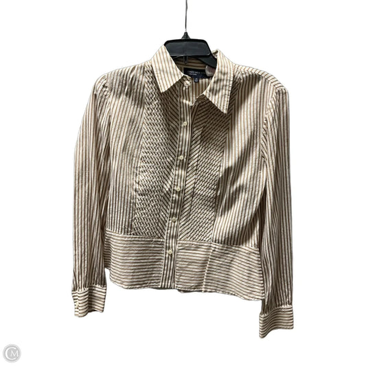 Blouse Long Sleeve By Jones New York In Tan & White, Size: M