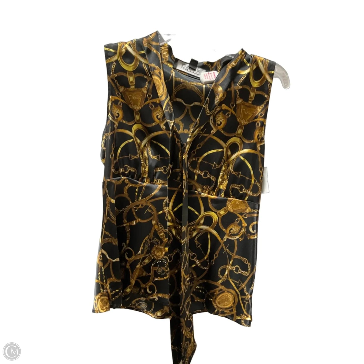 Top Sleeveless By Kasper In Black & Gold, Size: 8