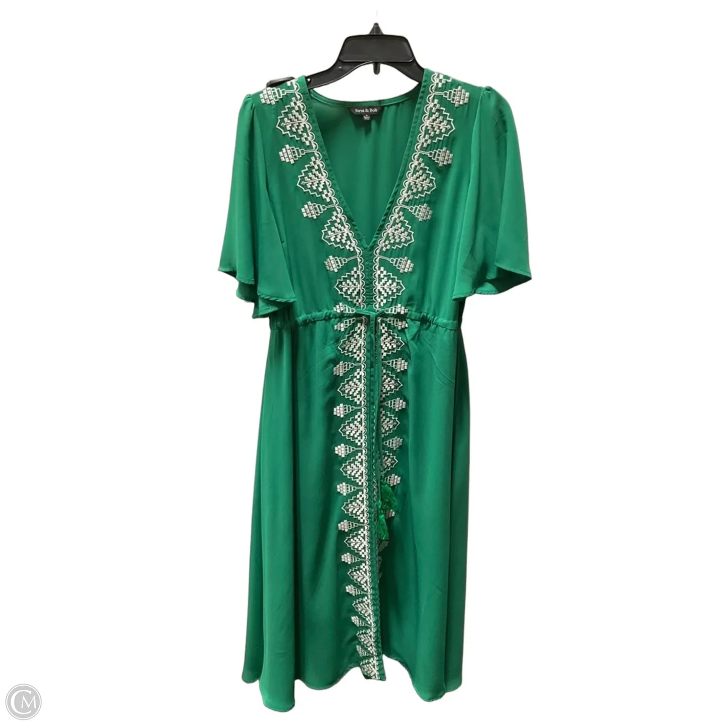 Dress Casual Midi By Strut & Bolt In Green & White, Size: S