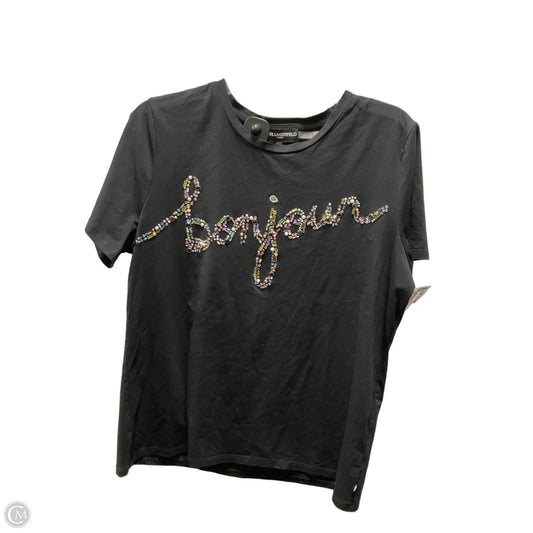 Top Short Sleeve Designer By Karl Lagerfeld In Black, Size: L