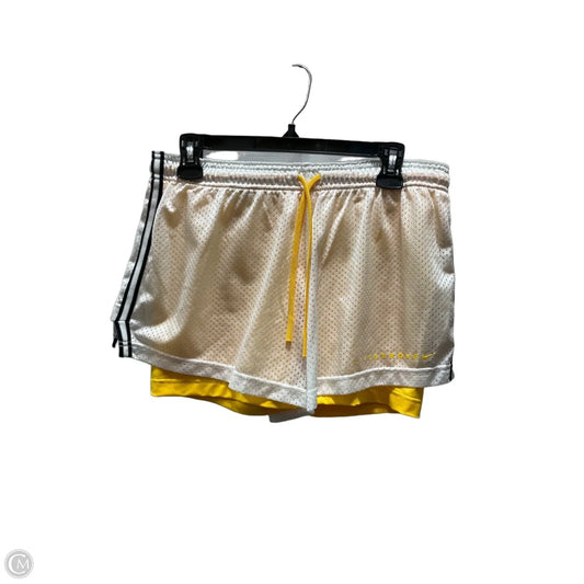 Athletic Shorts By Nike Apparel In White & Yellow, Size: L