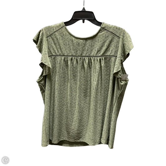 Top Short Sleeve By Adrianna Papell In Green, Size: Xxl