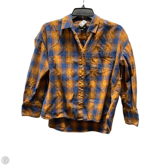 Blouse Long Sleeve By Madewell In Blue & Orange, Size: S