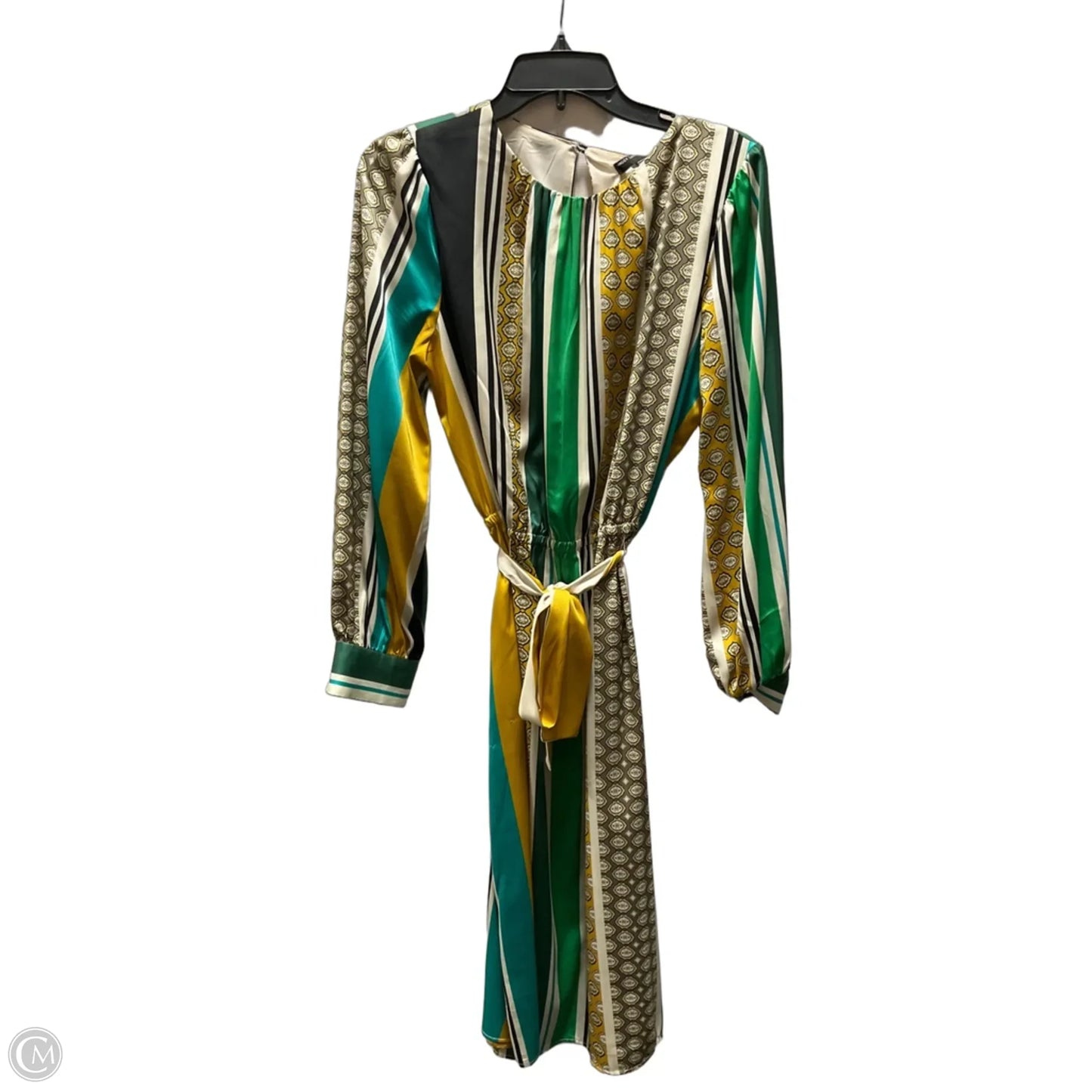 Dress Casual Midi By Maggy London In Green & Yellow, Size: 10
