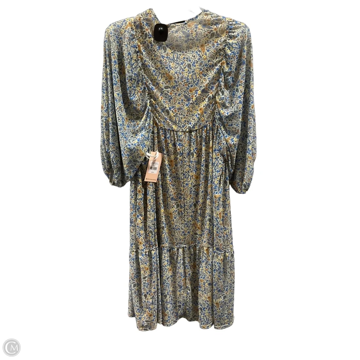 Dress Casual Midi By Black Tape In Blue & Orange, Size: S
