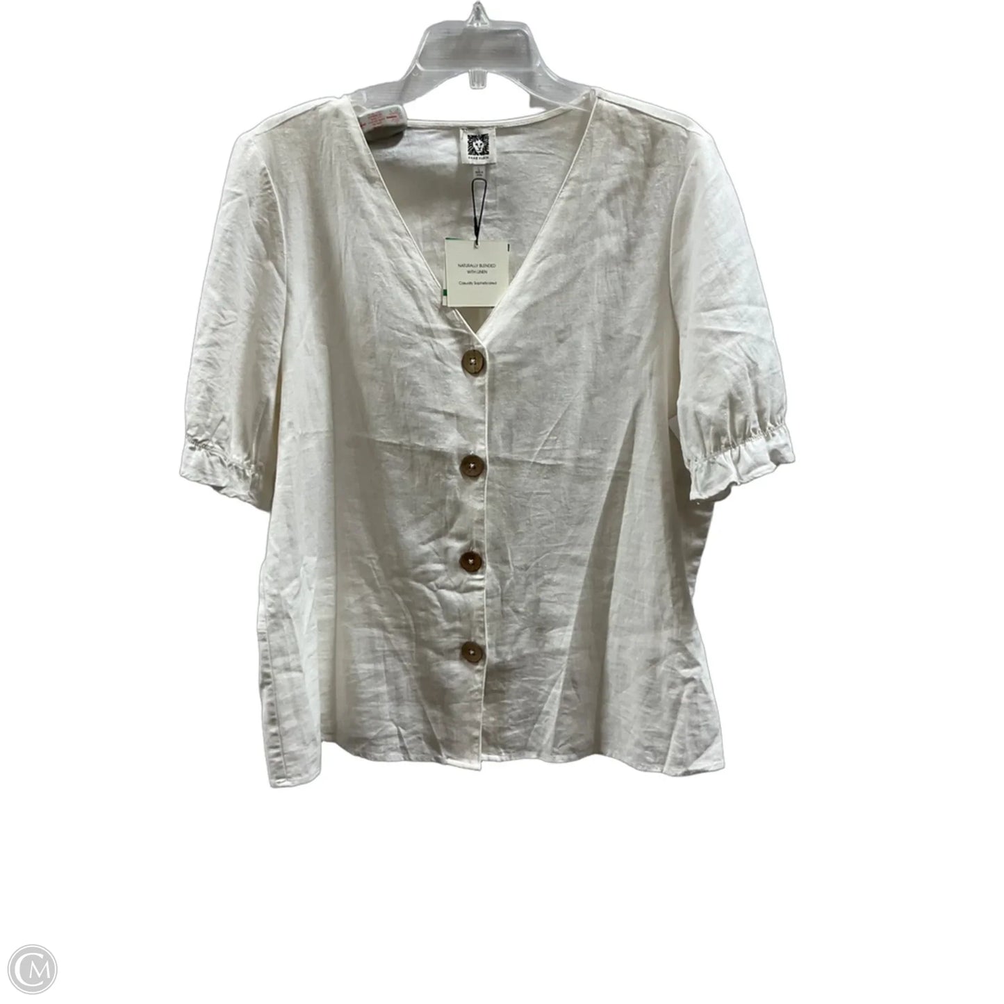 Top Short Sleeve By Anne Klein In Cream, Size: L