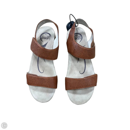 Sandals Heels Wedge By Abeo In Brown, Size: 9