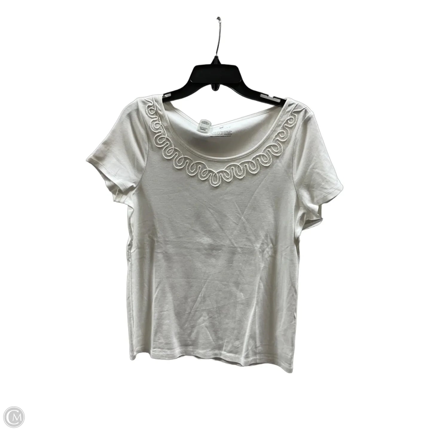 Top Short Sleeve By Talbots In White, Size: L