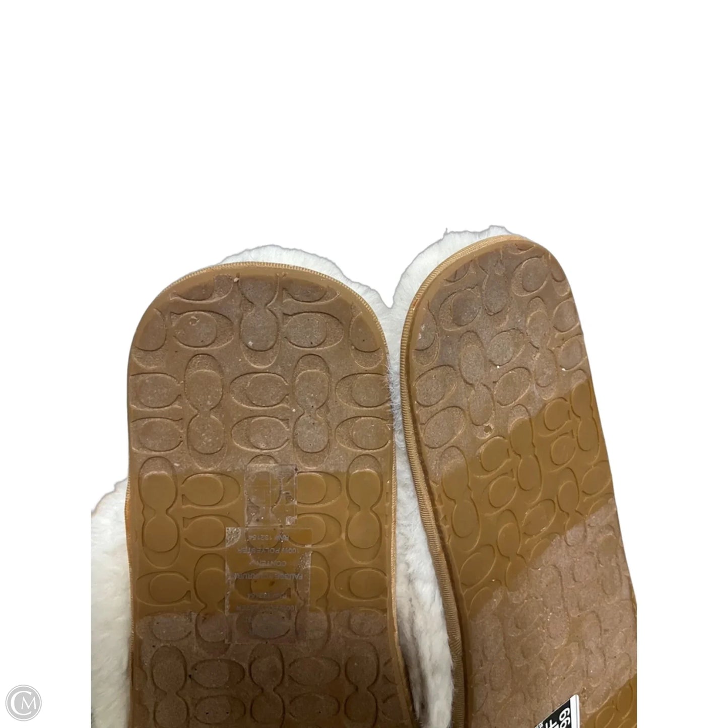 Slippers Designer By Coach In Brown & Cream