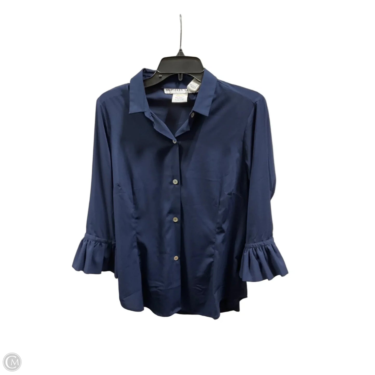 Blouse 3/4 Sleeve By Gretchen Scott In Blue, Size: M