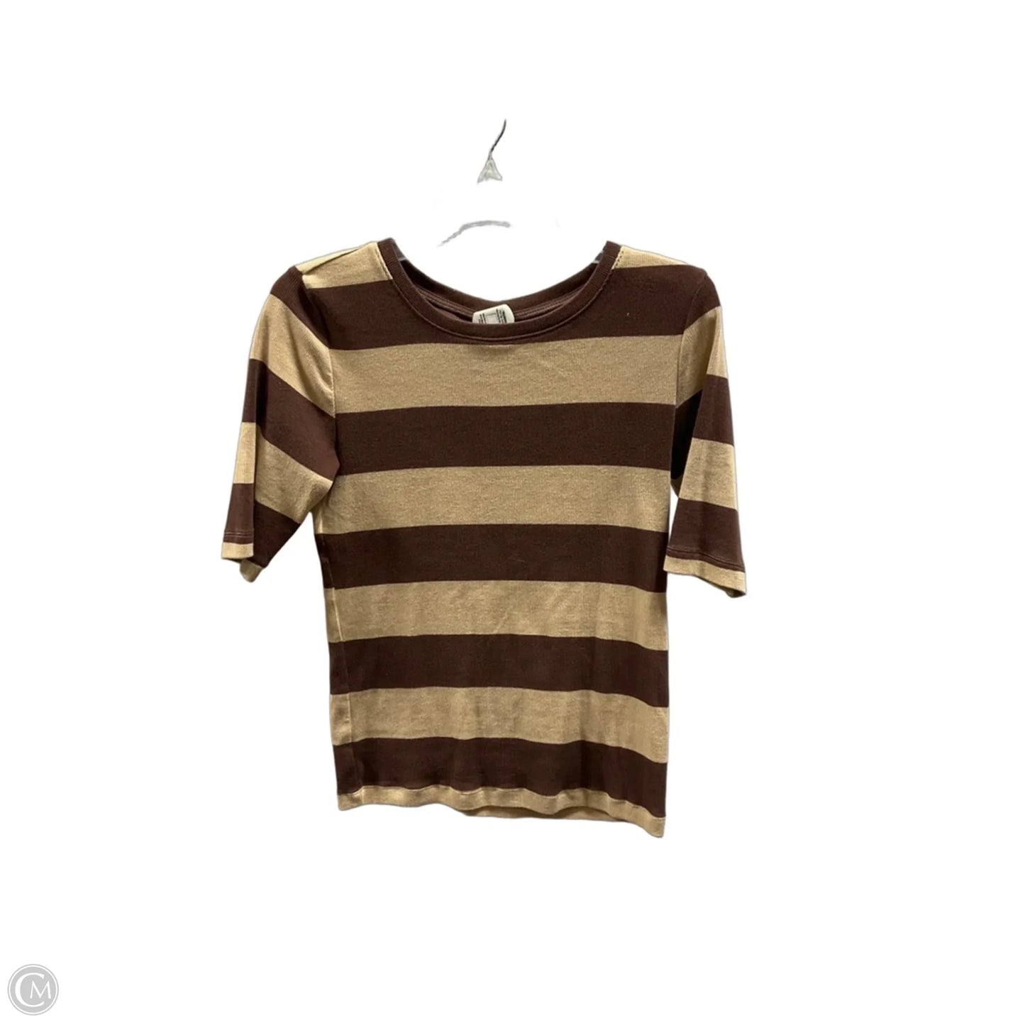 Top Short Sleeve By Loft In Brown & Tan, Size: M