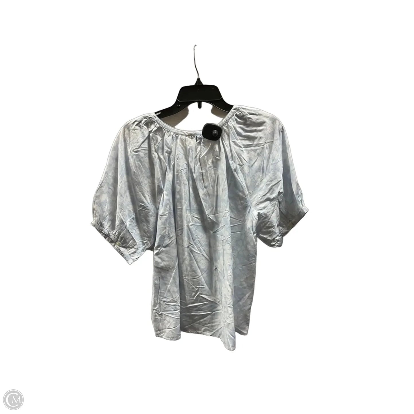 Top Short Sleeve By Ann Taylor In Blue & White, Size: M