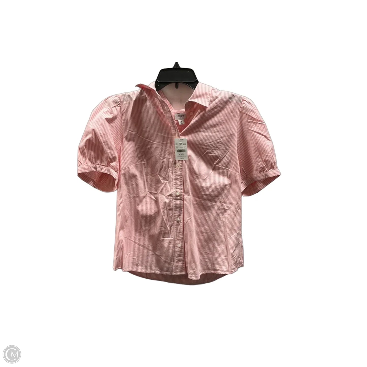 Blouse Short Sleeve By J. Crew In Pink & White, Size: M