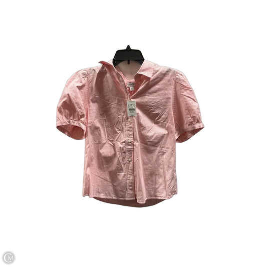 Blouse Short Sleeve By J. Crew In Pink & White, Size: M