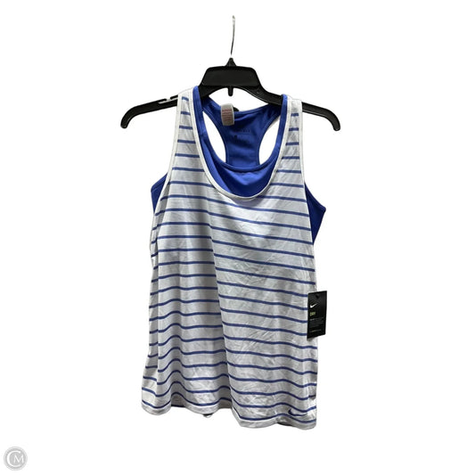 Athletic Tank Top By Nike Apparel In Blue & White, Size: L