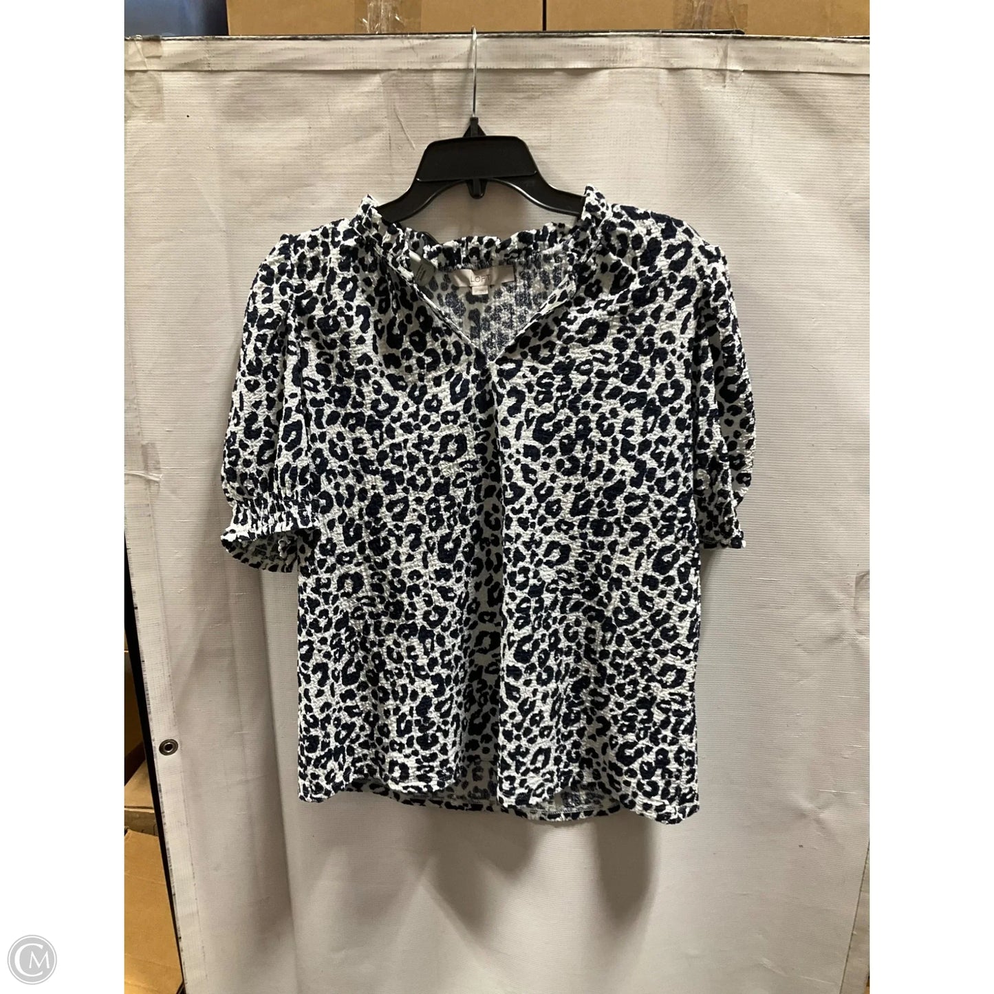Top Short Sleeve By Loft In Blue & White, Size: M