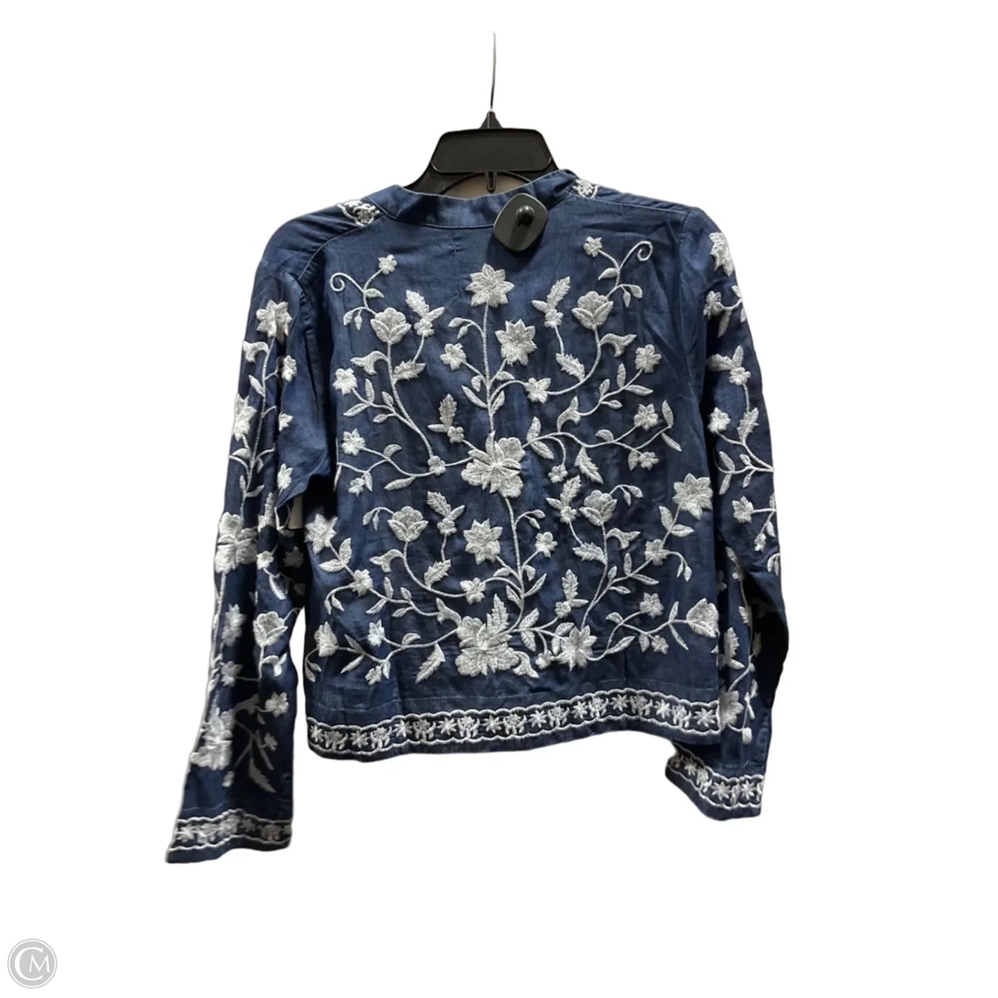 Top Long Sleeve By Cmf In Blue & White, Size: S