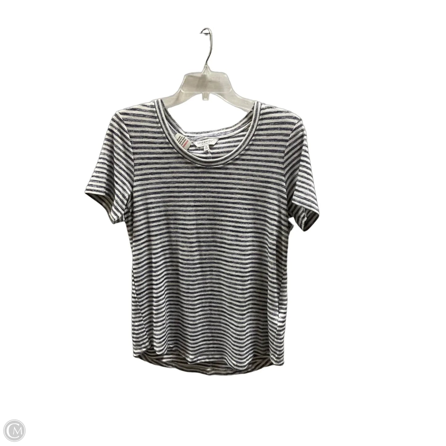 Top Short Sleeve By Liverpool In Striped Pattern, Size: M