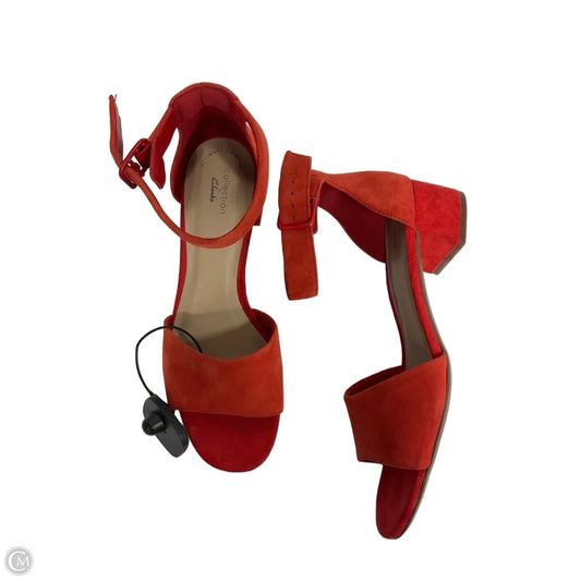 Sandals Heels Block By Clarks In Red, Size: 9
