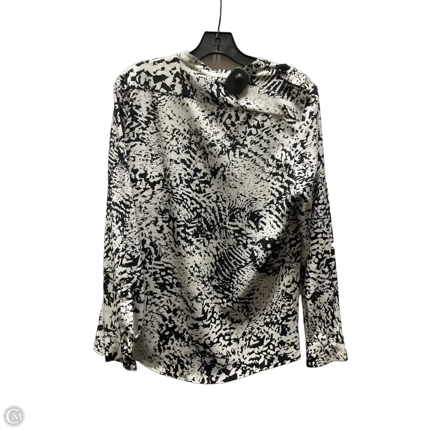 Top Long Sleeve By Calvin Klein In Black & White, Size: M