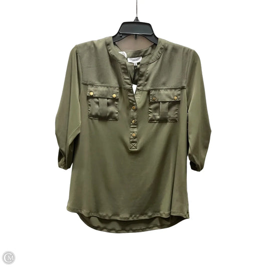 Top 3/4 Sleeve By Calvin Klein In Green, Size: M