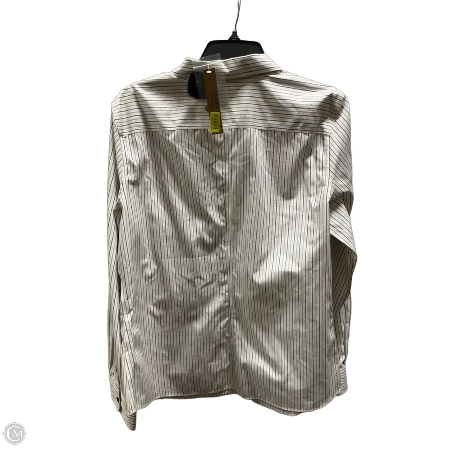 Blouse Long Sleeve By Alex Marie In Tan & White, Size: 16