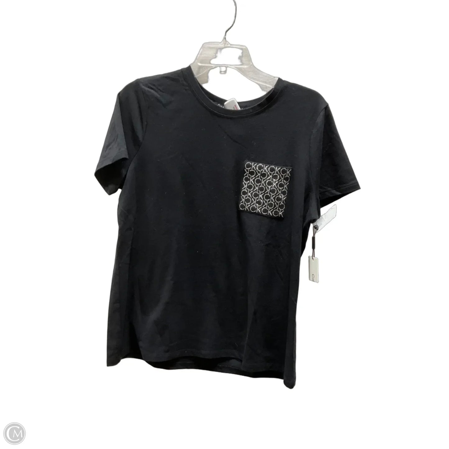 Top Short Sleeve By Calvin Klein In Black, Size: M