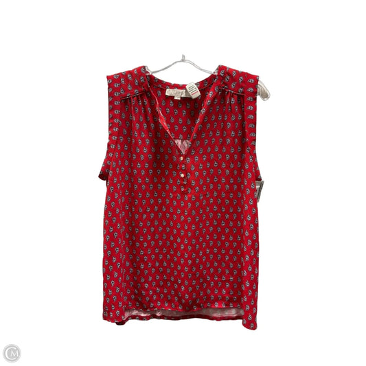 Top Sleeveless By Loft In Red, Size: M