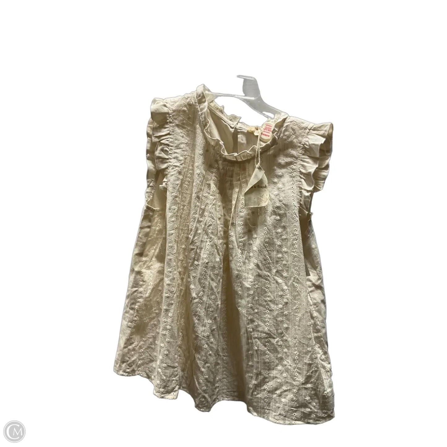 Top Sleeveless By Hem & Thread In Cream, Size: L