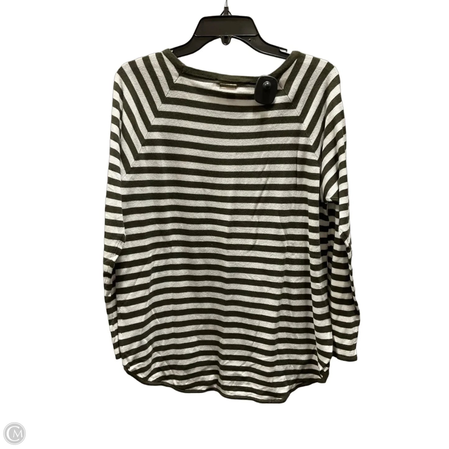 Top Long Sleeve By Michael By Michael Kors In Green & White, Size: M