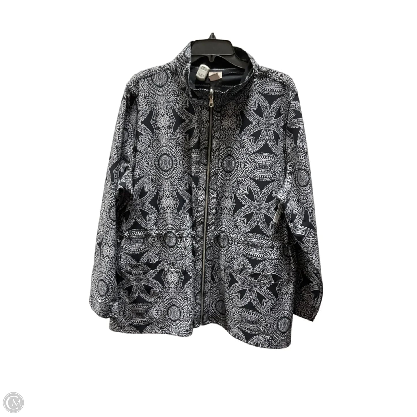 Athletic Jacket By Chicos In Black & White, Size: Xl