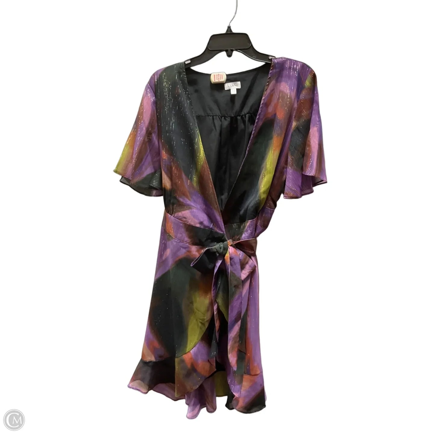 Dress Casual Midi By Nicole By Nicole Miller In Green & Purple, Size: Xl