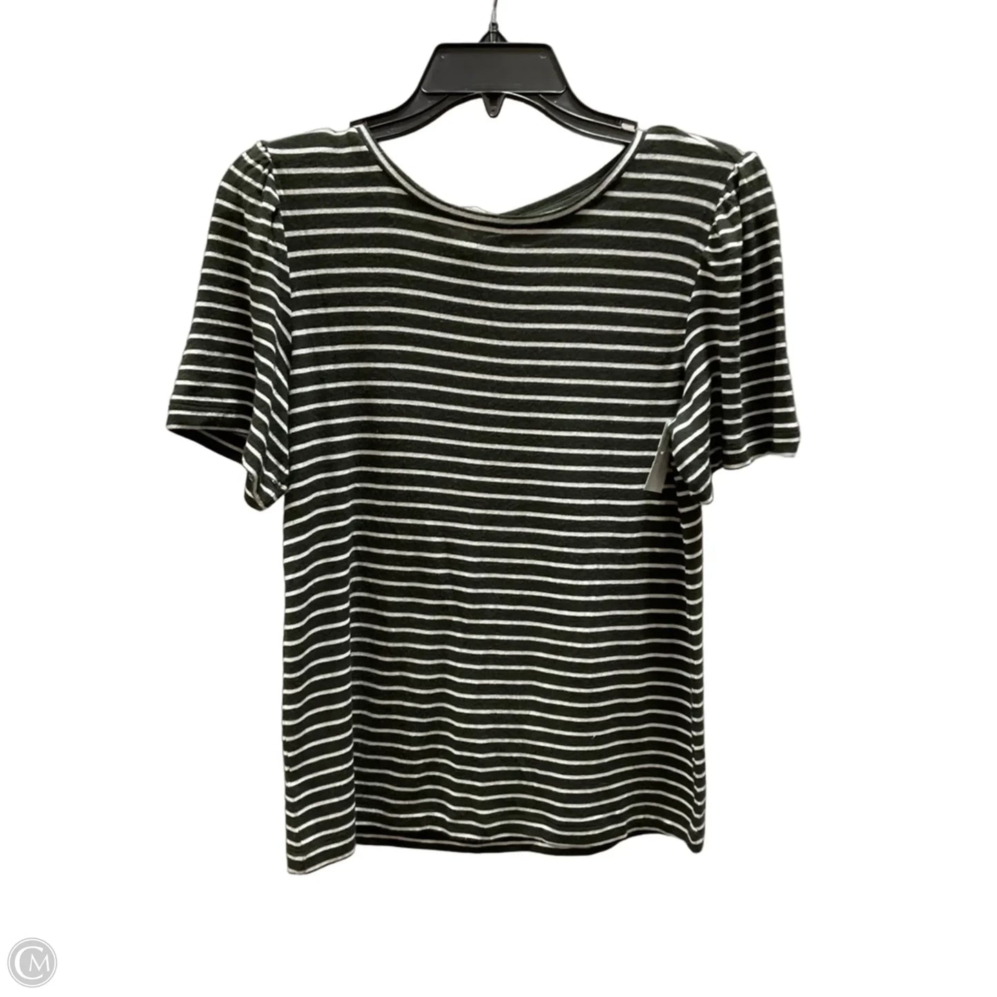 Top Short Sleeve By Loft In Green & White, Size: Xs