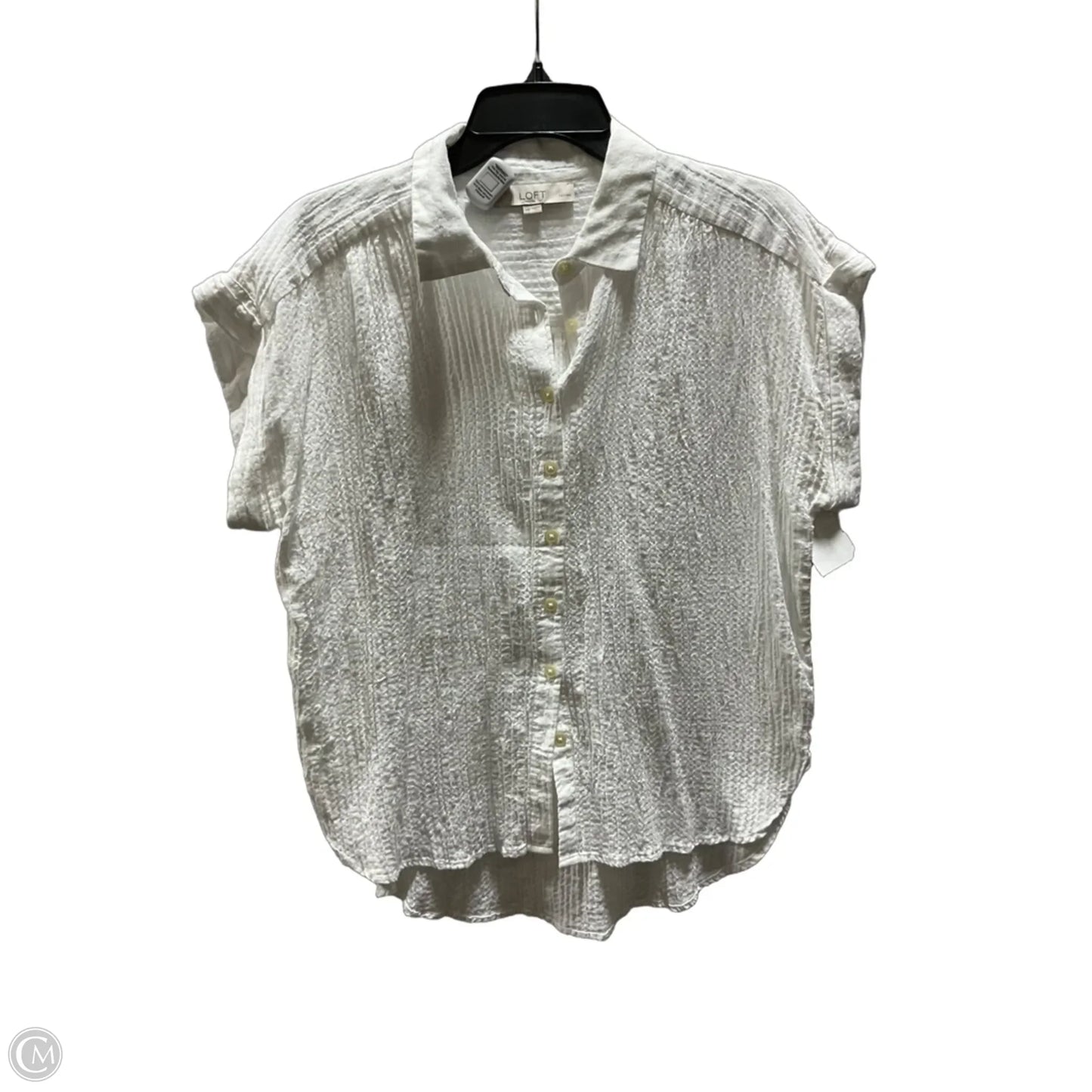Blouse Short Sleeve By Loft In White, Size: M