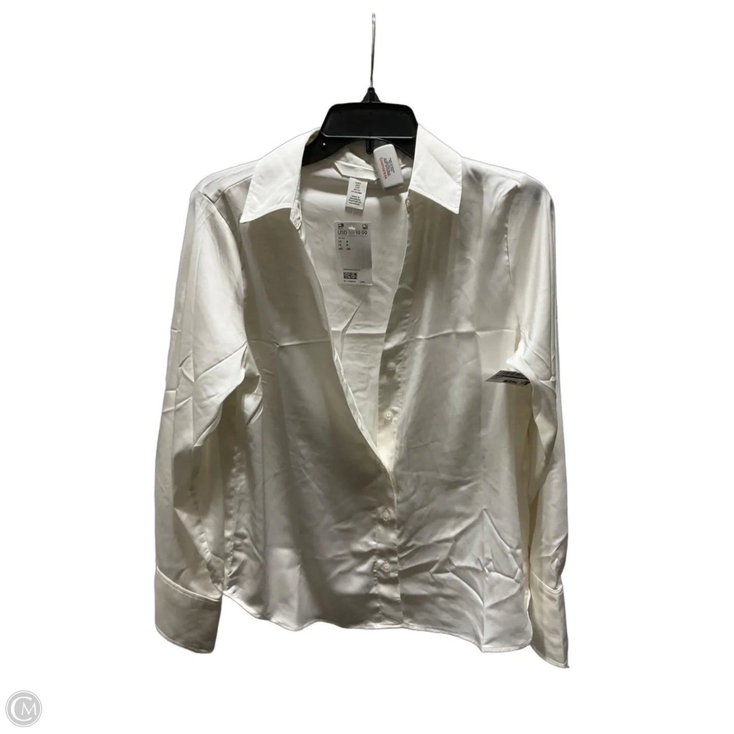 Blouse Long Sleeve By H&m In Cream, Size: S