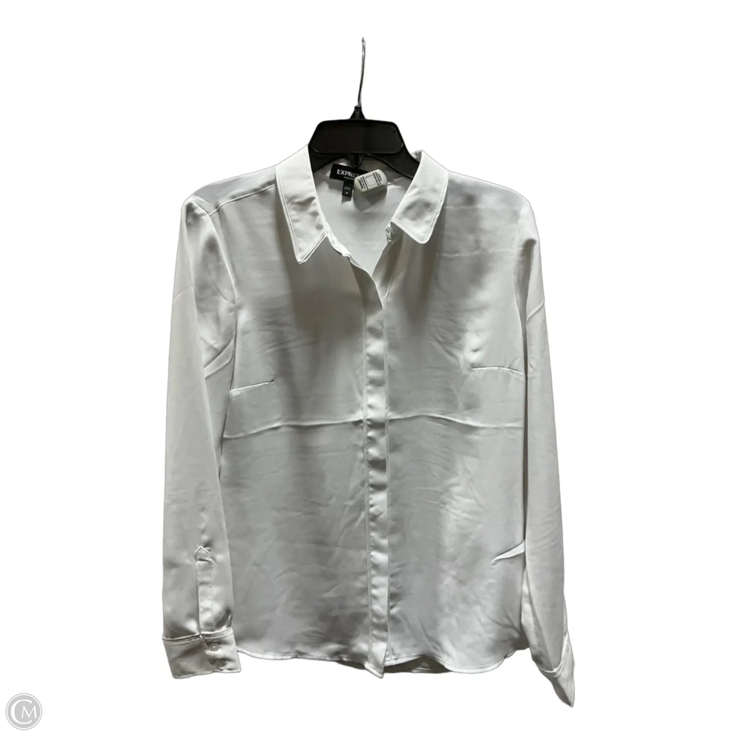 Blouse Long Sleeve By Express In White, Size: M