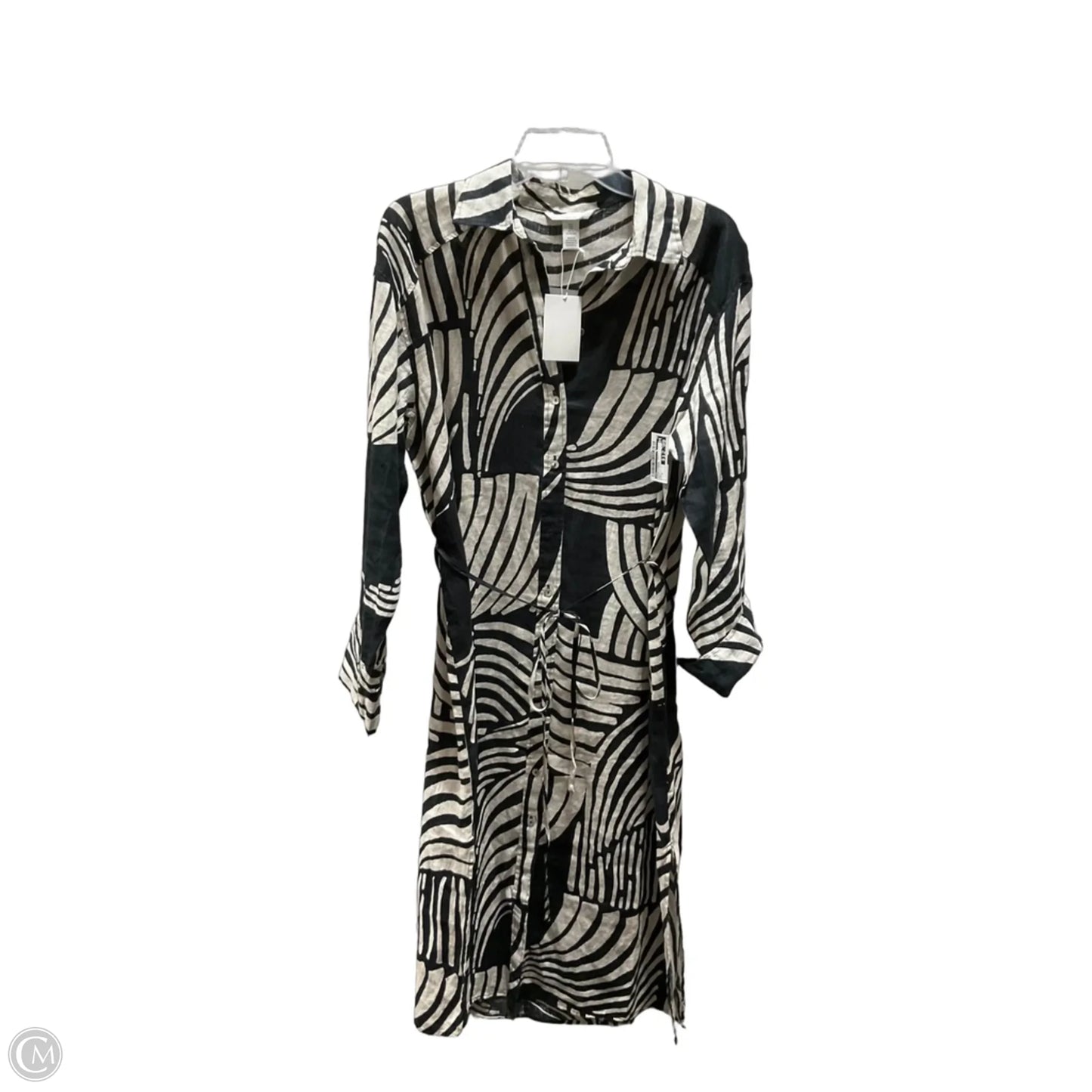 Dress Casual Midi By H&m In Black & Cream, Size: S