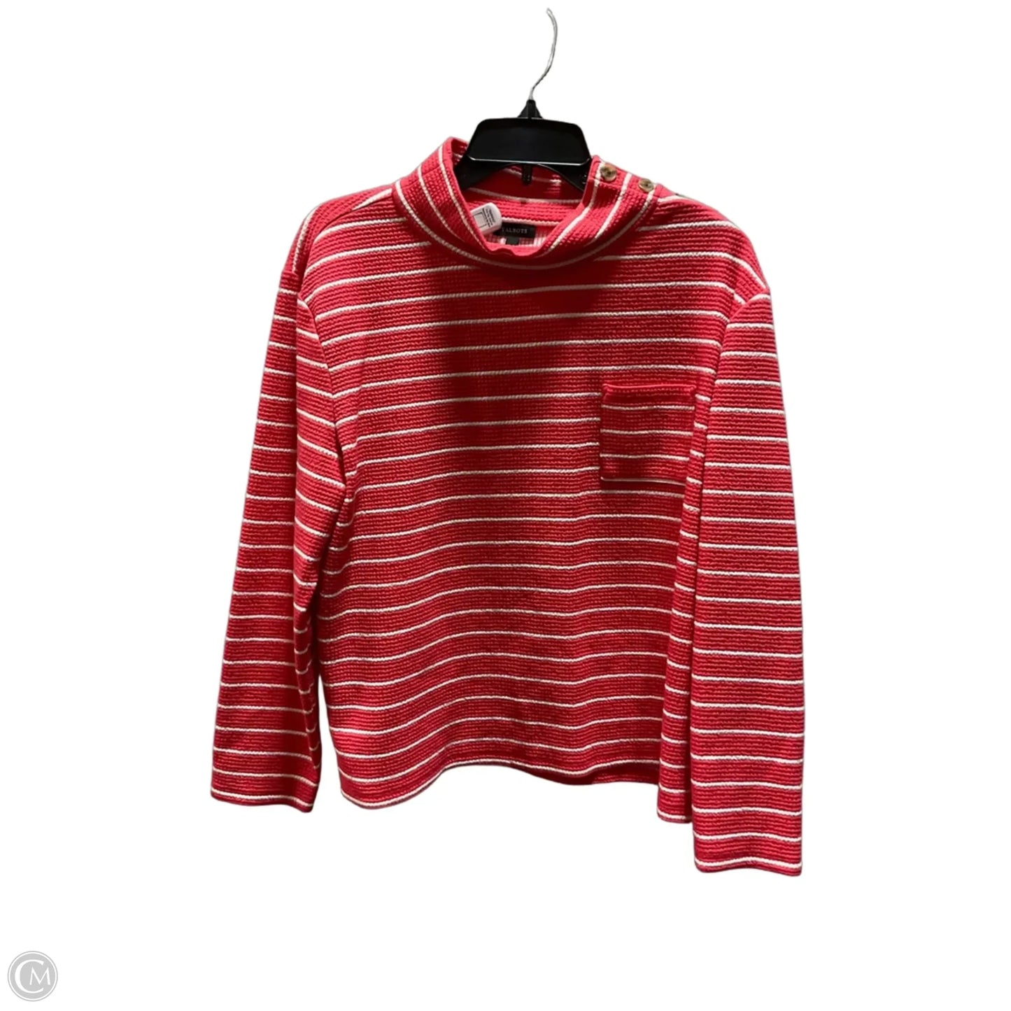 Top Long Sleeve By Talbots In Red & White, Size: L
