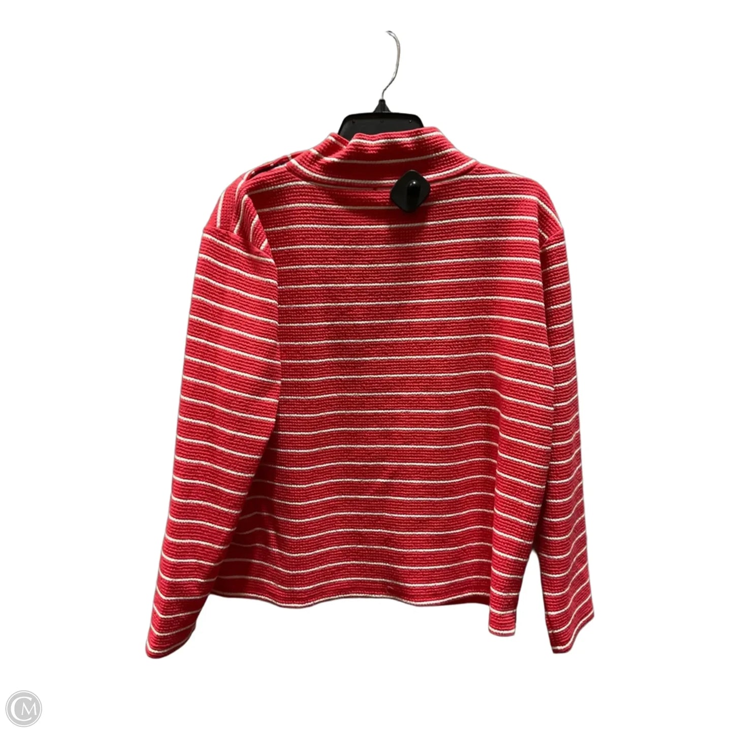 Top Long Sleeve By Talbots In Red & White, Size: L