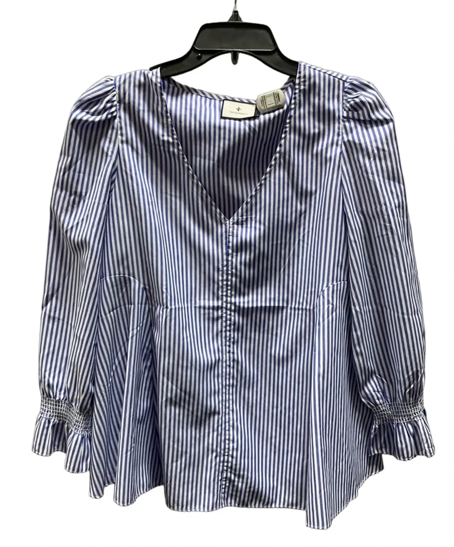 Top Long Sleeve By Tuckernuck In Blue & White, Size: S