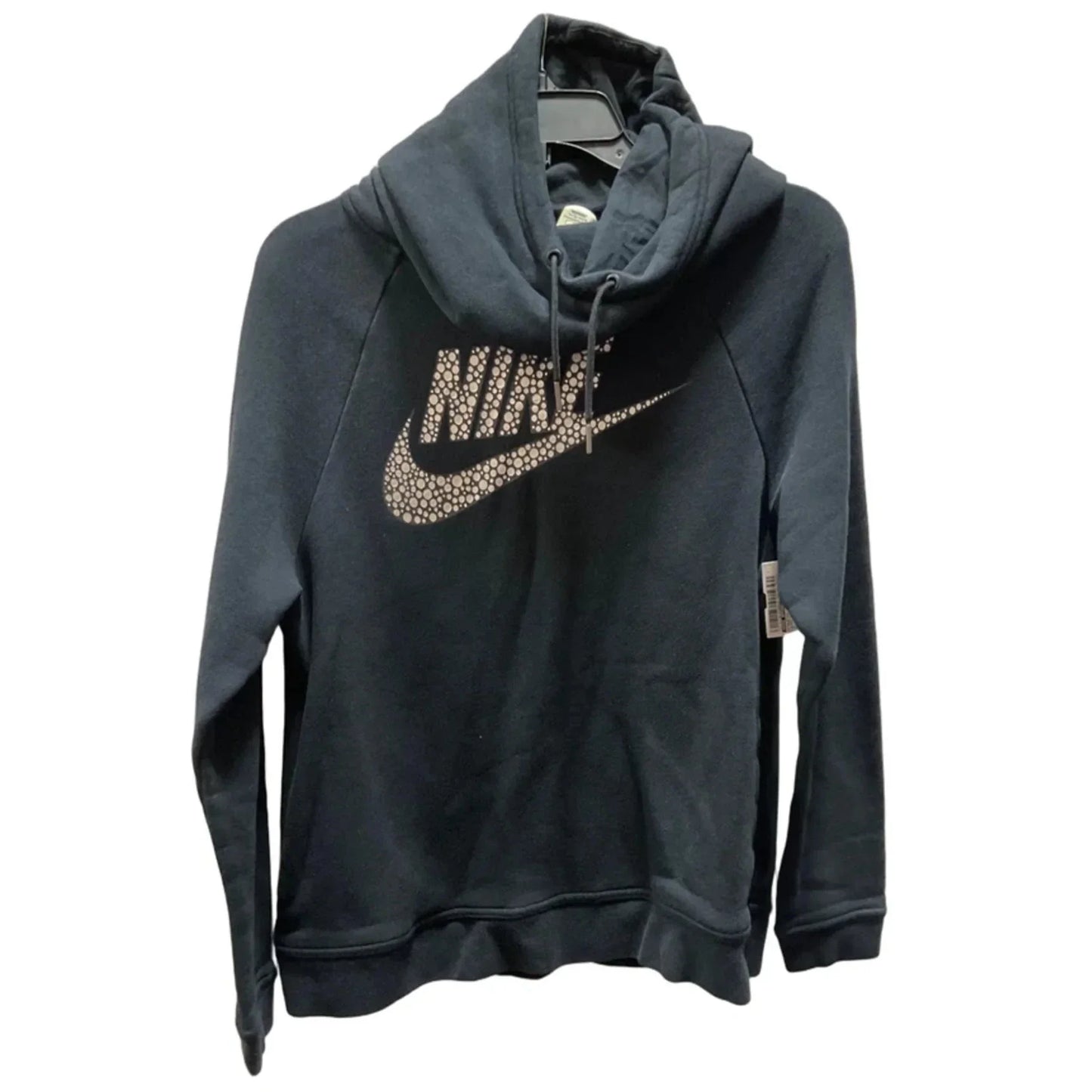 Athletic Sweatshirt Hoodie By Nike Apparel In Black & Silver, Size: M