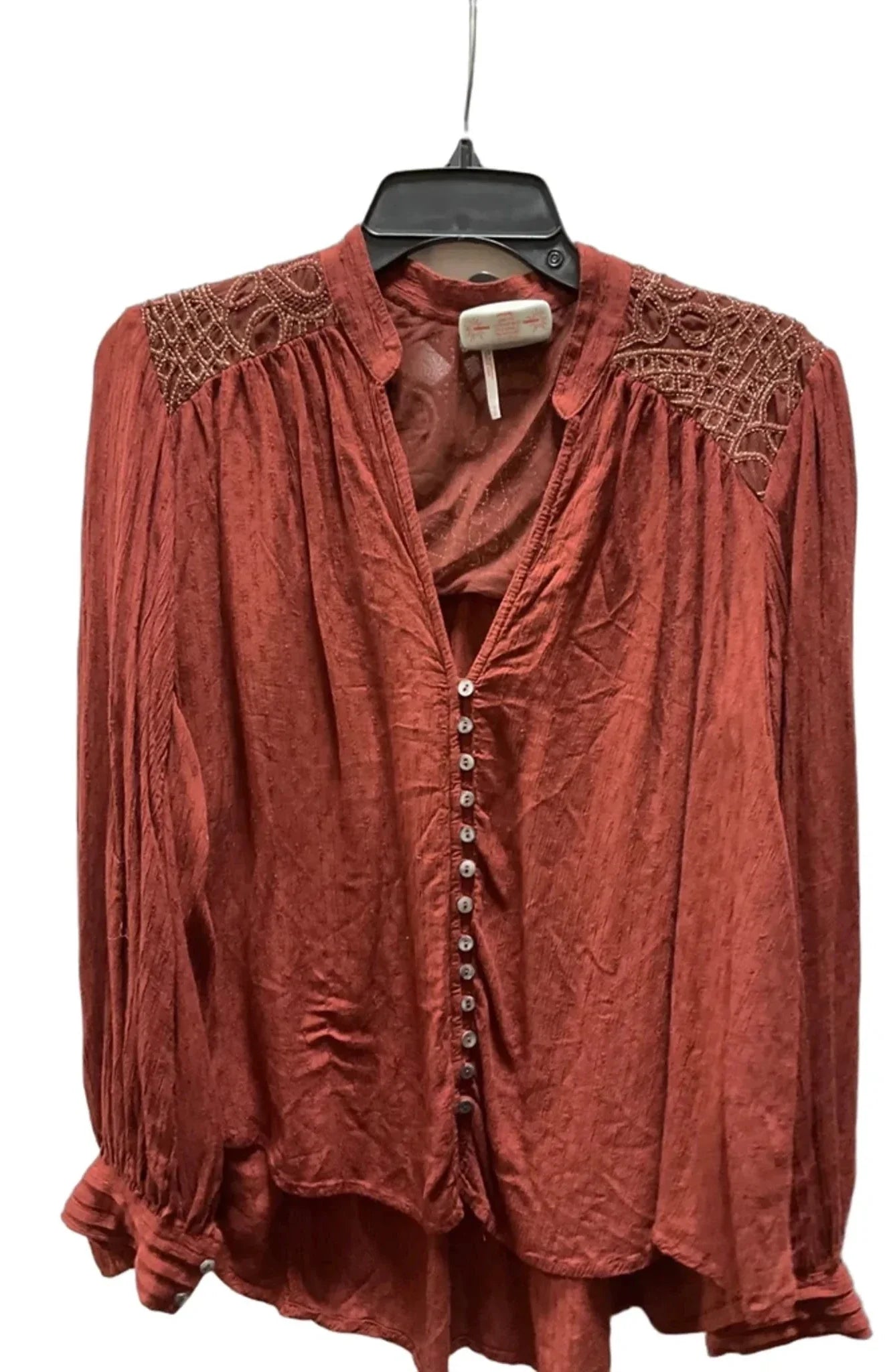 Top Long Sleeve By Free People In Orange, Size: S