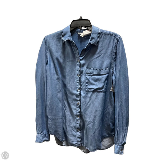 Blouse Long Sleeve By Beachlunchlounge In Blue, Size: M